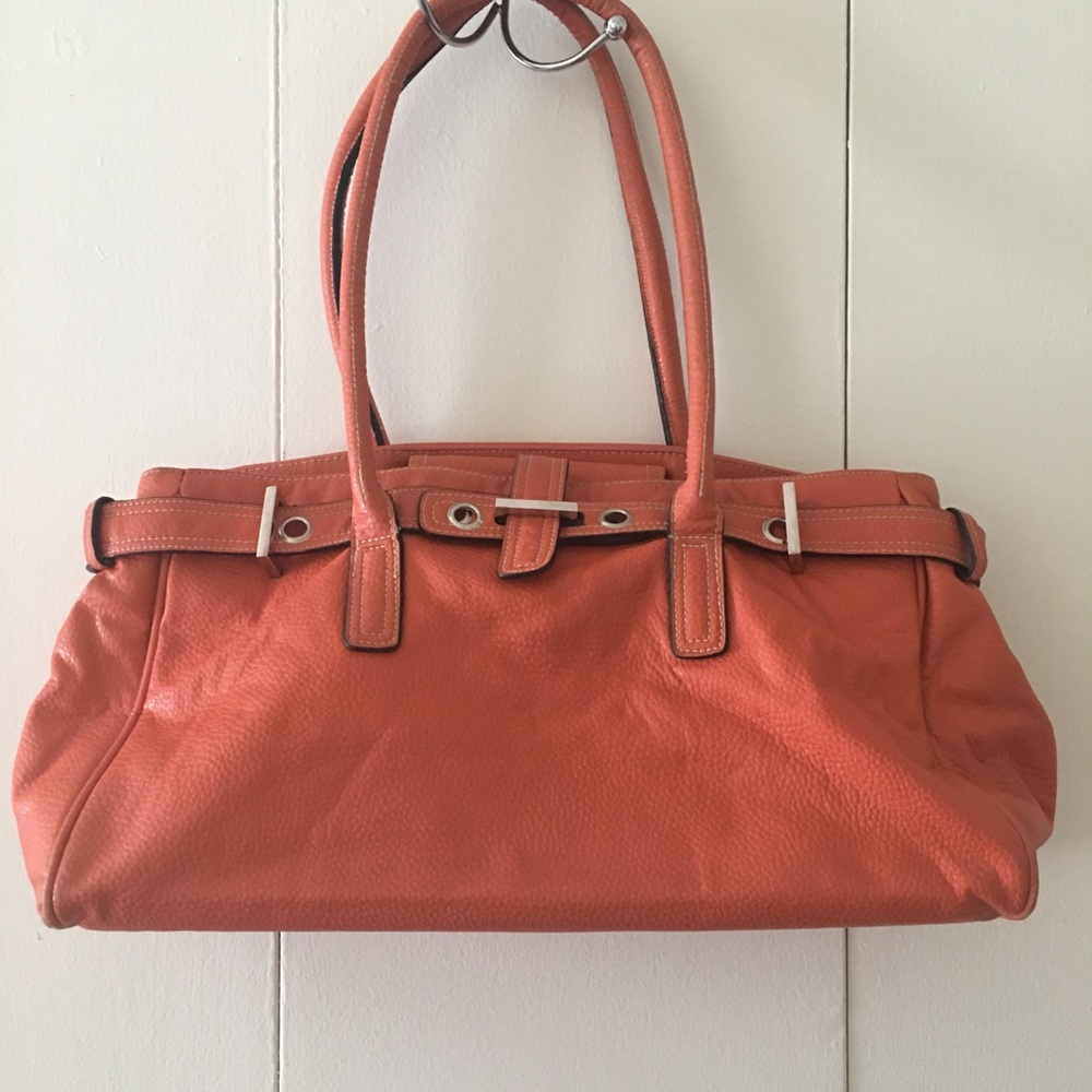 Orange shoulder bag stores it all!